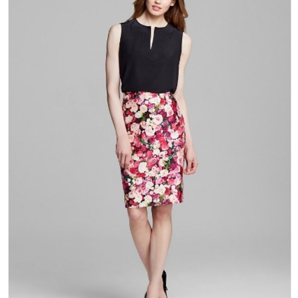 kate spade Rose Print Pencil Skirt size 2 nwot - Picture 3 of 16